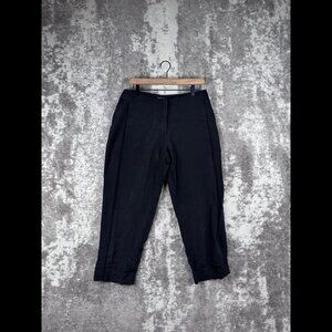 LaFayette 148 New York Dress Pants 6 Womens Black Cropped Pleated Trousers